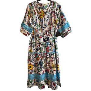 John Mark LARGE Midi Dress Women's Eyelet Lace Floral Print Tiered Crochet